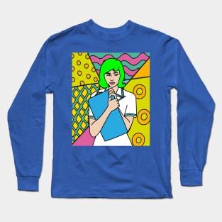 Colorful And Pretty Retro Nurse Long Sleeve T-Shirt